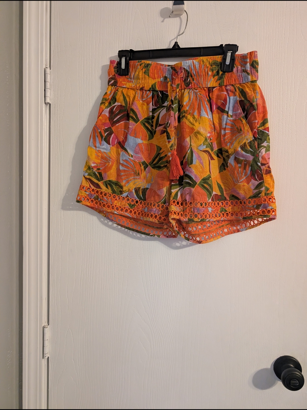 C&C California Orange Tropical-Print High Waist Shorts